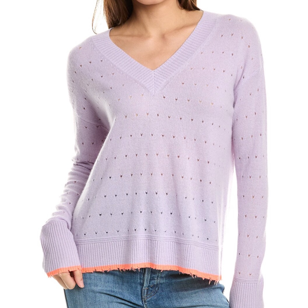 Lisa Todd Nwt - Lavender V-Neck Cashmere Sweater - Size Small
